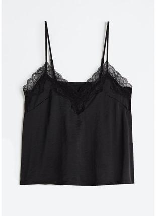 Пижамная майка атласная для женщины h&m 0954232-001 xl черный