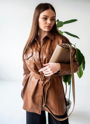 Светло-коричневый каркасный женский клатч luche rino2 фото