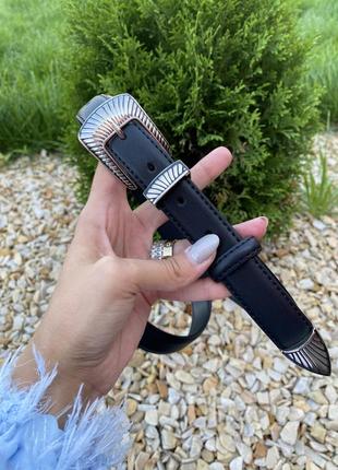 Ремень пояс женский кожаный черный / ремінь пояс жіночий шкіряний чорний