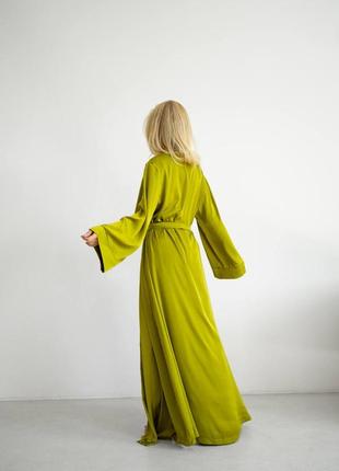 30083 anetta зеленый длинный шелковый халат для женщин2 фото