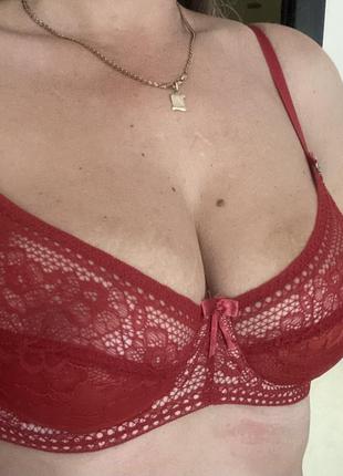 Шикарний, базовий, ажурний, бюстгальтер, червоного кольору, від дорогого бренду: miriale luxury 👌