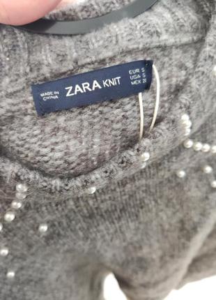 Кофта с пышным рукавлм и жемчугом zara2 фото