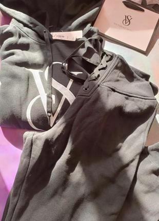 Victoria's secret cotton fleece hoodie & cotton fleece lace-up jogger5 фото