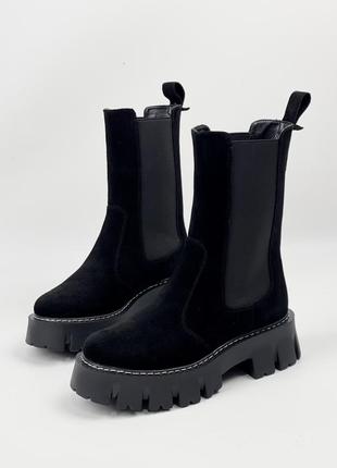 Замшеві круті черевики челсі