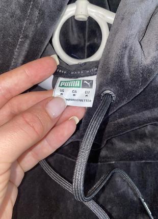 Бархатное серое худи велюровое худи бархатное худи мягкое худи puma White плюшевое худи3 фото