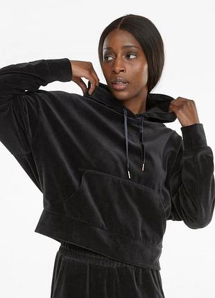 Бархатное серое худи велюровое худи бархатное худи мягкое худи puma плюшевое худи