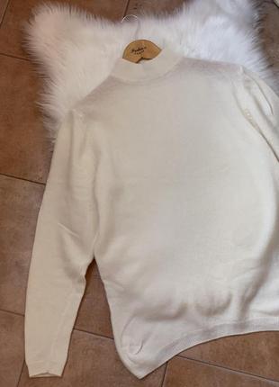 Качественный шерстяной свитер в молочном оттенке 100% шерсть мериноса8 фото