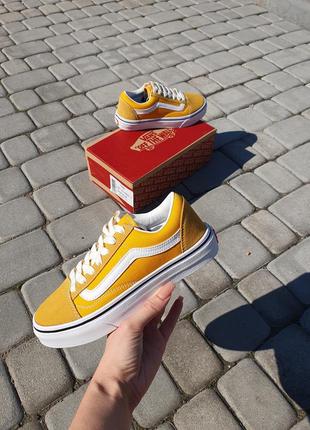 Кеды женские замшевые vans old skool желтые лимонные