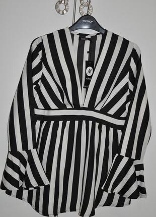 Стильна блузка, сорочка boohoo в актуальну вертикальну смугу3 фото