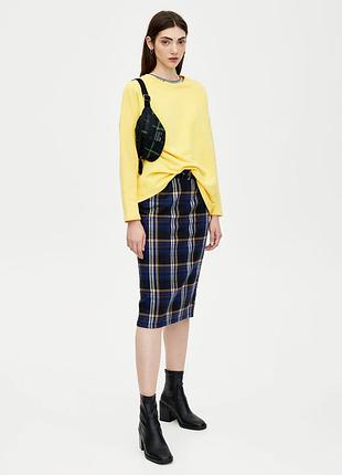 Стильная юбка миди в клетку pull&bear р. m с поясом