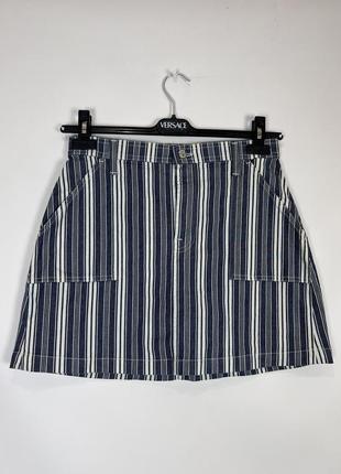 Джинсовая юбка в полоску размер 28