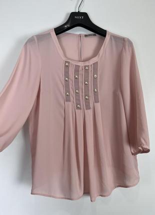 Нежно розовая блузка с жемчугом5 фото