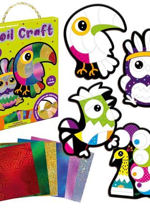 Детский набор для творчества vladi toys foil craft. birds, в коробке 30*22*2см, vt4433-12