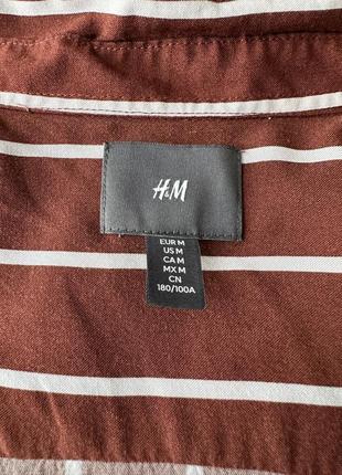 Рубашка h&m коричневая бордовая с белой полоской5 фото