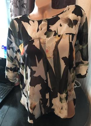 Оригінальна шифонова блуза в принт для прасування