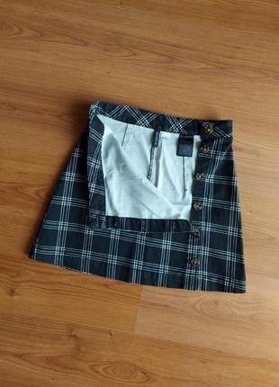 Коттоновая юбка юбка трапеция в клетку на пуговицах h&amp;m, p. 343 фото