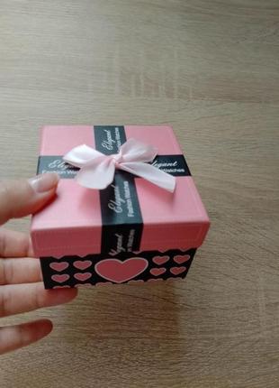 Коробка подарункова з рожевим бантом 8,7х8,7х5,6см1 фото