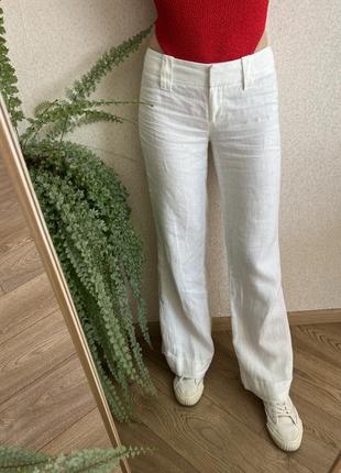 Білі лляні штани m/s h&m 34р брюки льон