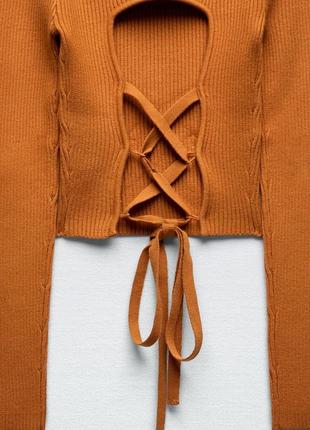 Оранжевый укороченный свитер с открытой спиной zara кофта джемпер лонгслив зара8 фото