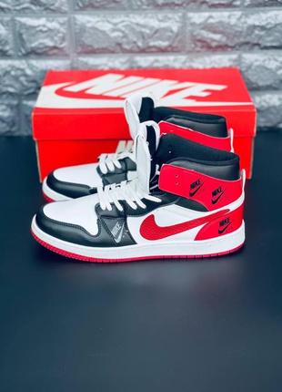 Nike хайтопи чорно-білі з червоними вставками підліткові /чоловічі розміри 36-452 фото