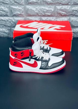 Nike хайтопи чорно-білі з червоними вставками підліткові /чоловічі розміри 36-456 фото