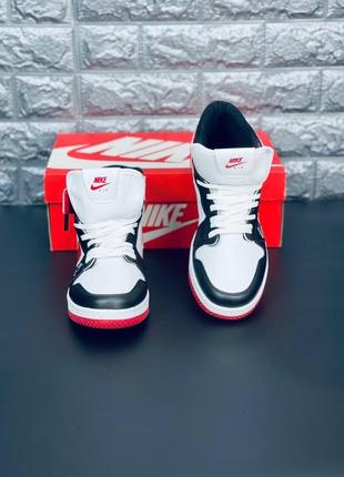 Nike хайтопи чорно-білі з червоними вставками підліткові /чоловічі розміри 36-458 фото