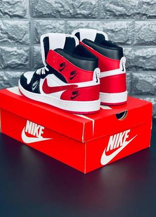 Nike хайтопи чорно-білі з червоними вставками підліткові /чоловічі розміри 36-454 фото