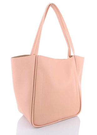 Жіноча сумка тоут рожева сумка пудрова сумка шопер шоппер містка сумка хобо2 фото