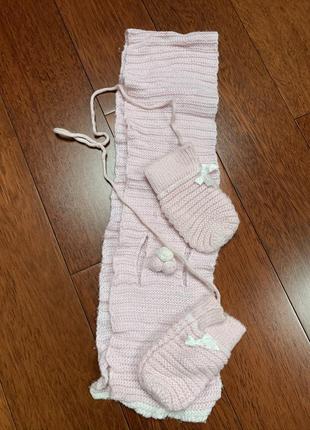 Комплект розовый my first chicco шарф и рукавички 18 мес - 2 года, 1 год, нежный, митенки,