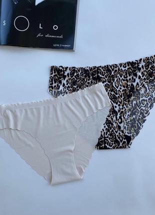 Бесшовные трусики слипы в мелкой рубчик, комплект из 5 шт