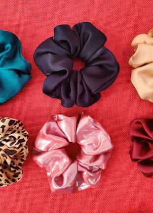 Ретро резинки для волос scrunchie, тканевые резинки, из ткани, винтаж2 фото