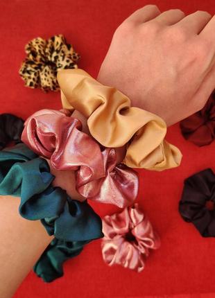 Ретро гумки для волосся scrunchie, тканинні стрічки, з тканини, вінтаж3 фото