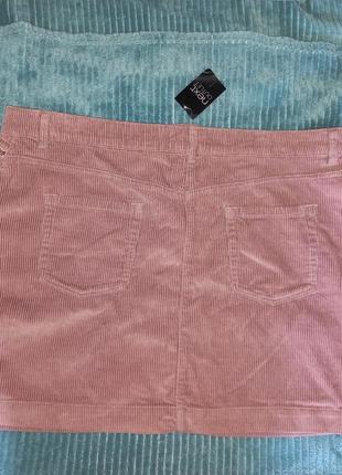 Пудрово розовая мини юбка вельветовая uk 18 eu 463 фото