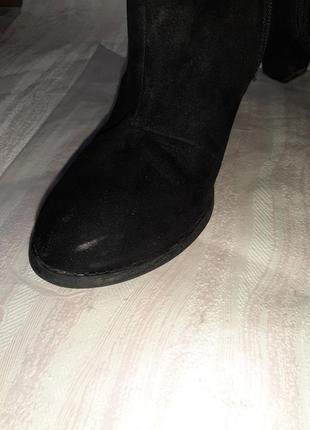Чёрные деми ботиночки под замш на среднем каблучке9 фото