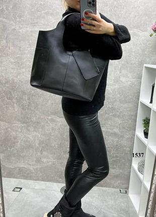 Комплект сумка, клатч, кошелек черный женский8 фото