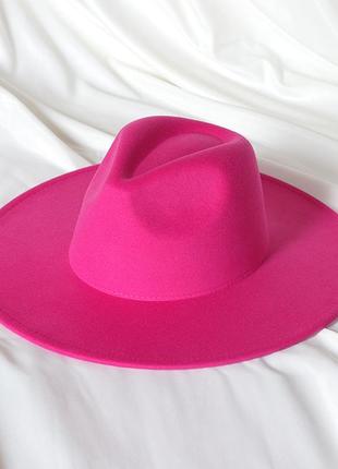 Шляпа федора унисекс с широкими полями 9,5 см original малиновая1 фото