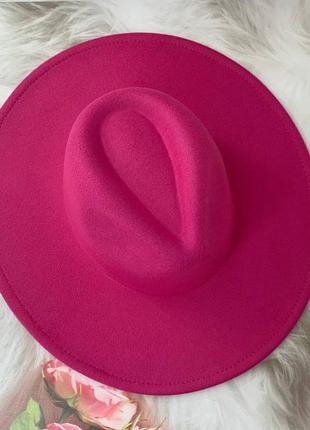 Шляпа федора унисекс с широкими полями 9,5 см original малиновая7 фото