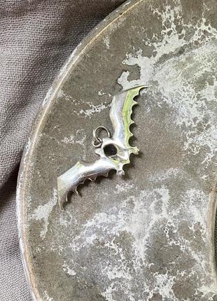 Серебряный кулон летучая мышь готический 925 гелловин хелловин