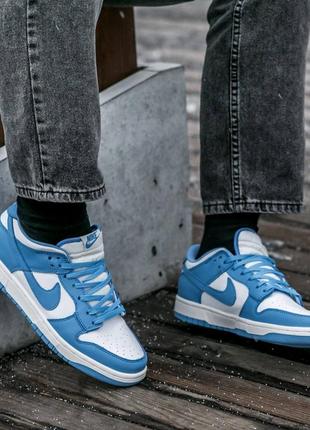 Топ! кожаные кроссовки nike sb dunk white blue5 фото