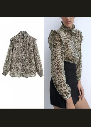 Стильна шифонова блуза в леопардовий принт