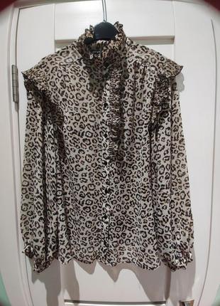 Стильная шифоновая блуза в леопардовый принт3 фото