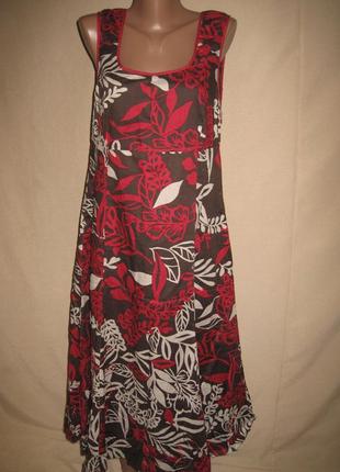 Хлопковое  платье pomodoro р-р16 принт листья