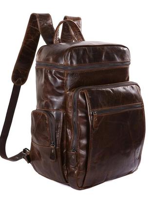 Шкіряний рюкзак місткий чоловічий коричневий стильний вінтажний2 фото
