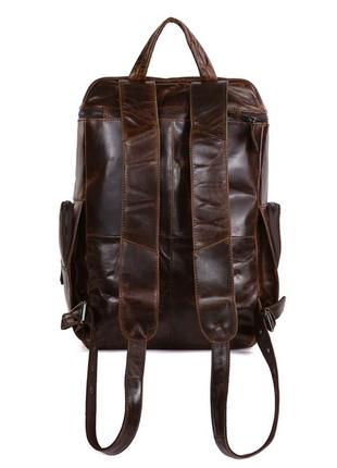 Рюкзак кожаный вместительный мужской коричневый стильный винтажный3 фото