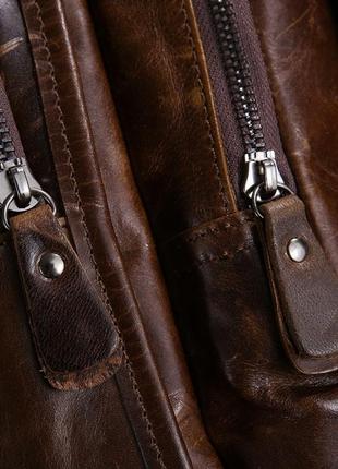 Шкіряний рюкзак місткий чоловічий коричневий стильний вінтажний6 фото