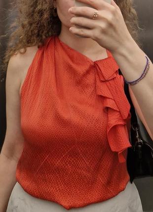 Шовкова блуза топ karen millen розмір 10 mulberry silk темно помаранчевого кольору2 фото