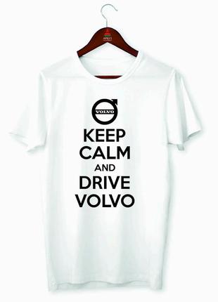 Футболка с оригинальным принтом "keep calm and drive volvo" push it