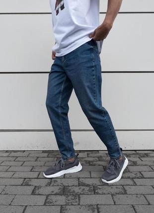 Мужские классические джинсы темно - синие / повседневные базовые джинсы2 фото