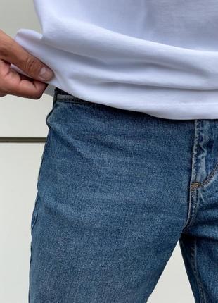 Мужские классические джинсы темно - синие / повседневные базовые джинсы5 фото
