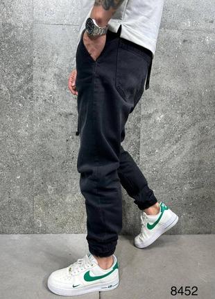 Мужские джоггеры с шнурками черные / повседневные базовые брюки для мужчин2 фото